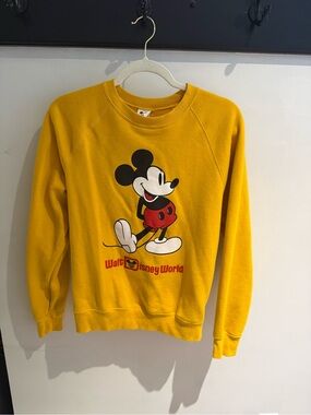Disney Men's Mustard Yellow Mickey Mouse Crewneck Sweatshirt